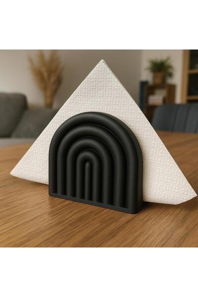 modelika 3d Suport pentru șervețele modern – design negru cu jumătate de curcubeu, accesoriu de masă elegant și funcțional
