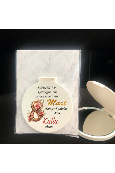otuz9 reklam 8 MART DÜNYA KADINLAR GÜNÜ TASARIM HEDİYELİK CEP AYNASI ( 5 ADET )