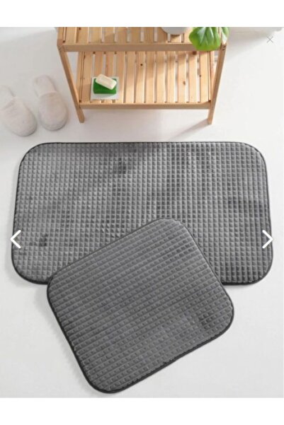 Depomaxx Casilda Embossed Flat 2-Piece Bathroom Set 60X100 50X60 cm - Anthracite