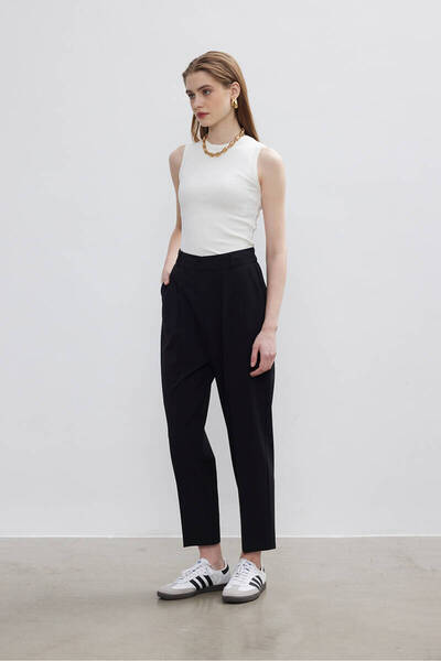 BE BLUE Black Iron-On Patterned Pants