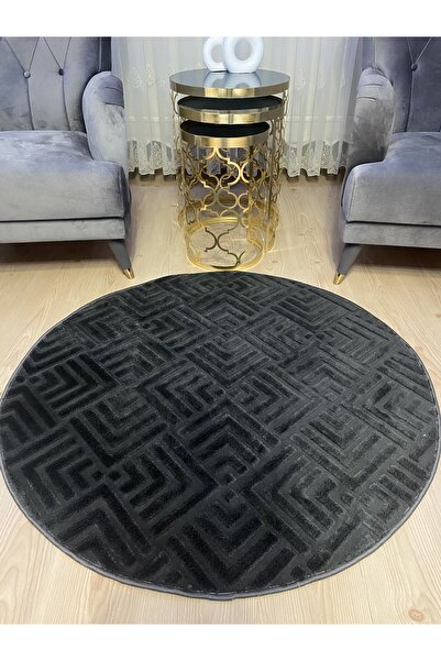 Alya Home Kaymaz Tabanlı Kesme  Yuvarlak yolluk Antrasit