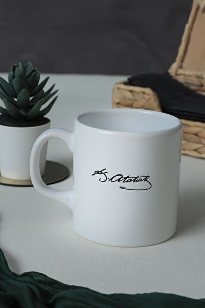 Keramika Бяла цилиндрична чаша Atatürk Single Signature