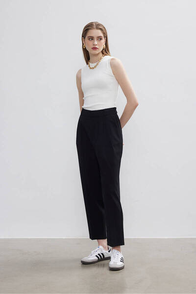 BE BLUE Black Iron-On Patterned Pants