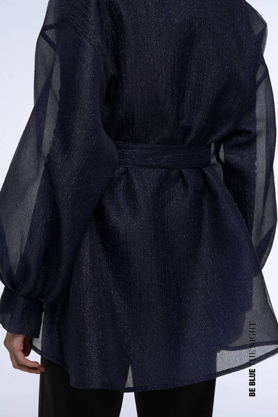 BE BLUE Тъмносиньо яке от органза