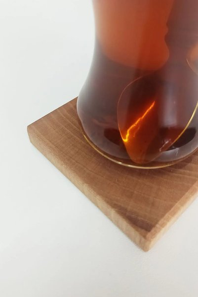 Kuzeylina Wooden Square Coasters Set of 4 - Walnut Wood