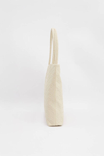 BE BLUE Ecru Braided Tote Bag