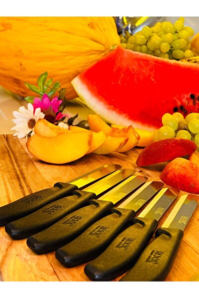 Rooc Set of 6 Ultra Sharp Serrated Blades, Black, 22 cm 100% Guaranteed Stainless Steel