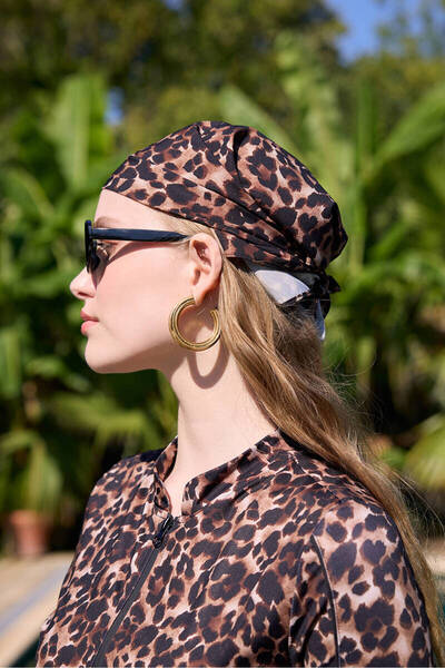 BE BLUE Κομψή μπαντάνα με λεοπάρ σχέδιο