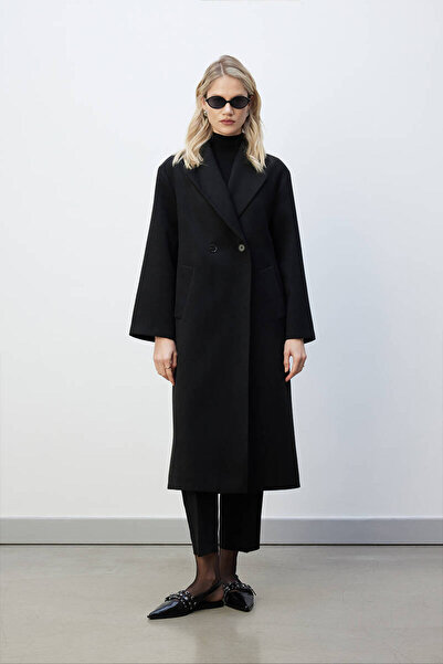 BE BLUE ΜΑΥΡΟ ΚΛΑΣΙΚΟ ΠΑΛΤΟ ΜΕ ΔΙΠΛΟ ΚΟΥΜΠΙ