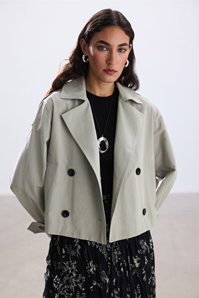 BE BLUE TAŞ KISA KRUVAZE MİNİMAL TRENÇKOT