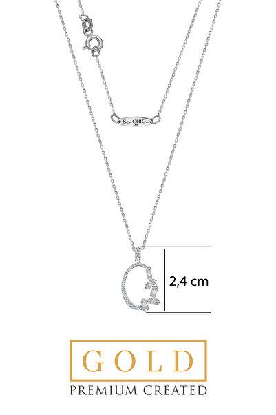 So CHIC... Beyaz Altın Sertifikalı Premium Created Taşlı 42 Cm Kolye