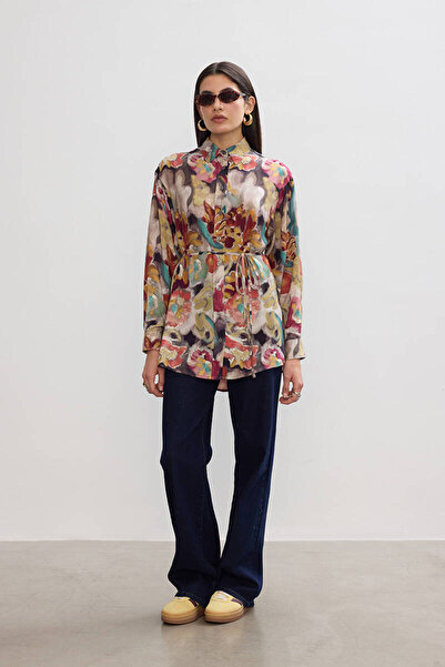 BE BLUE ΠΟΥΚΑΜΙΣΟ VINTAGE ΜΕ ΣΧΕΔΙΟ ΧΡΩΜΑΤΟΣ ΒΟΥΡΟΥΣΑ