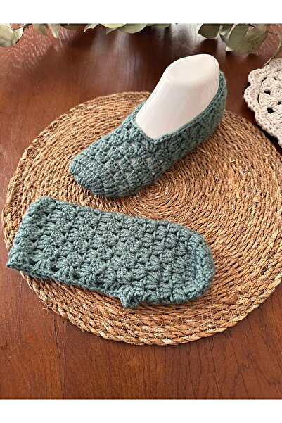yucin Hand Knitted Ribbon Dowry Booties – Winter Home Shoes / Slippers / House Slippers