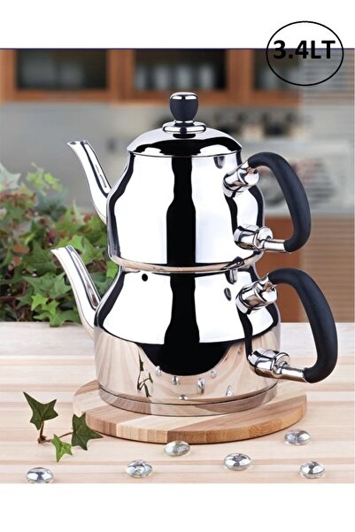 Özkent Symbol Orta Boy 3,4 Lt Paslanmaz Çelik Çaydanlık Siyah K332