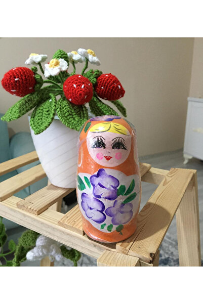 ChenSea İç İçe Geçmeli 5'li Matruşka Bebek Oyuncak ve Dekoratif Obje Turuncu