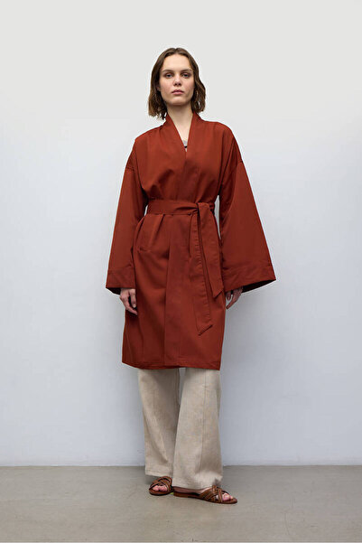 BE BLUE KİREMİT KİMONO TRENÇKOT