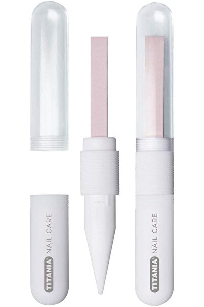 TİTANİA مبرد أظافر سيراميكي من تيتانيا، مزدوج الجوانب، مع منظف أظافر فائق الخشونة والدقة، أغطية، على نفطة