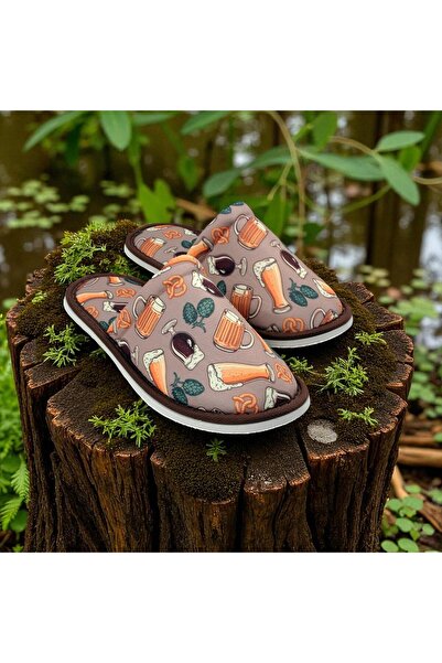 Chochili Чоловічі бежеві тапочки з м'якою підошвою та візерунком у вигляді келихів