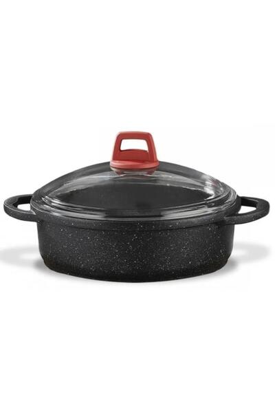 gülsan Black Granite Cast Flat Karnıyarık Pot 24 cm