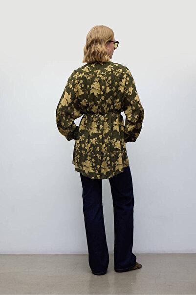 BE BLUE Vintage Πουκάμισο - KHAKI Floral Pattern