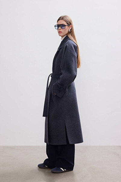 BE BLUE DARK BLUE DIAGONEL COTTON COAT