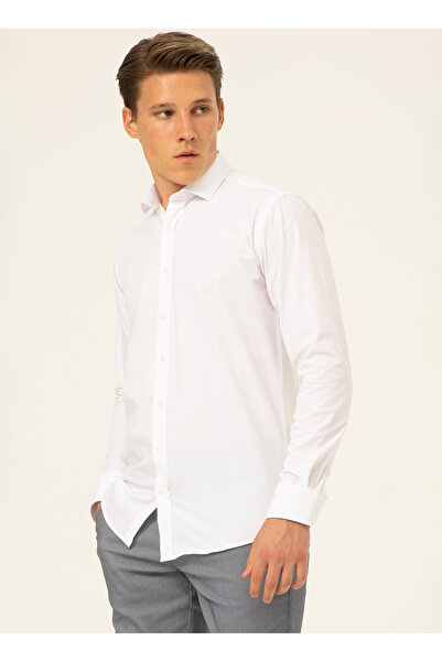 SÜVARİ Süvari Slim Fit Easy Ironing Flat Pamuk Flat White