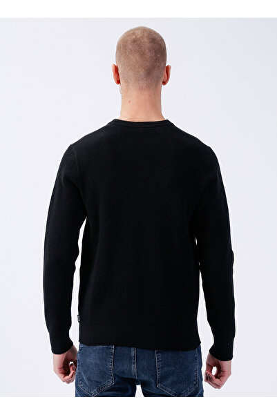 Only & Sons Crew Neck Regular Fit Plain Black Men's Sweater 22022855_Onsphil 12 Struc Crew Knit