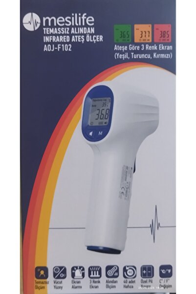 Mesilife A0J-F102 TEMASSIZ ALINDAN ATEŞ ÖLÇER YÜKSEK Ateş Ekran Alarmlı