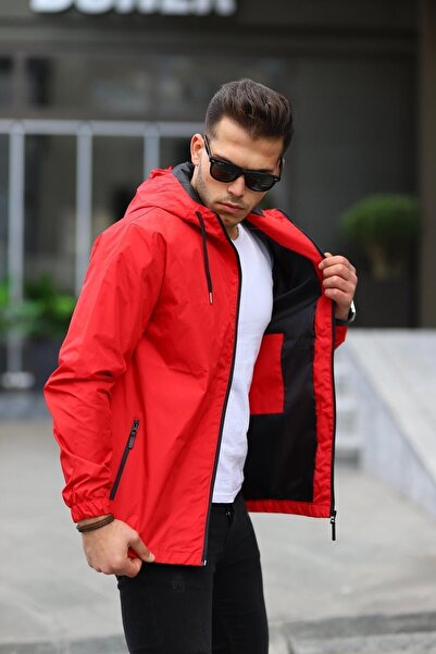 comstar Men's Lined Water Resistant Hooded Raincoat with Pockets