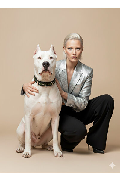 Tasma Market طوق كلب ذو عمود ناعم باللون الأسود الكاكي