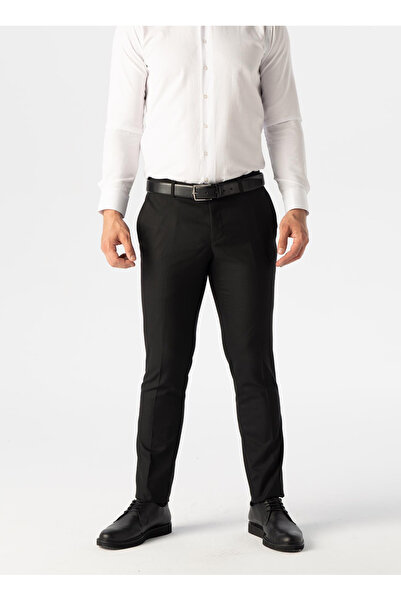 SÜVARİ Κανονική μέση Κανονική πόδι Slim Fit Σκούρο μαύρο ανδρικό παντελόνι Pn2020500488