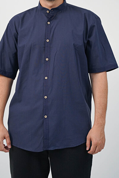 SİDE OTANTİK Cămașă cu mânecă scurtă, albastru bleumarin, cu guler Hakim