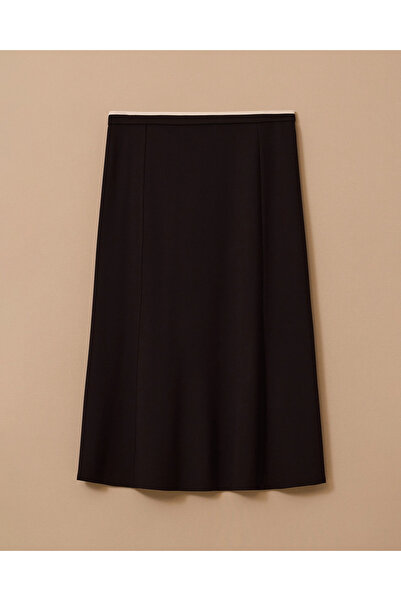 Gala-Xi Plus Size Midi Skirt with Waist Piping Detail