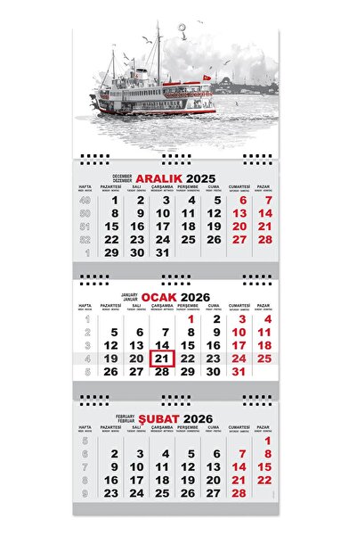 StickerArt 2026 Küçük Boy Gemici Takvimi Denizci Duvar Takvimi 27,5x65 cm