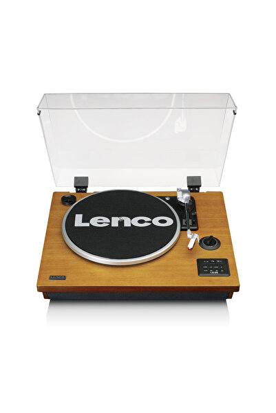 Lenco LS-55 Ahşap Hoparlörlü Bluetoothlu USB'li MP3 Kayıt Özellikli Pikap Pla...