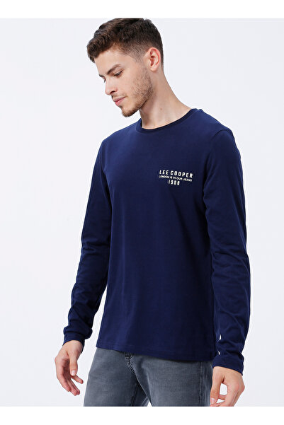 Lee Cooper Чоловіча футболка з принтом на комірі, синя 231 LCM 242006 RENZO