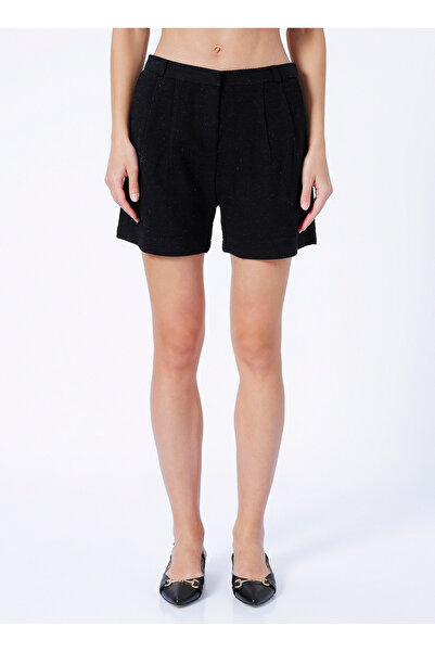 Fabrika Kadın Yüksek Bel Siyah Şort DESRA-2