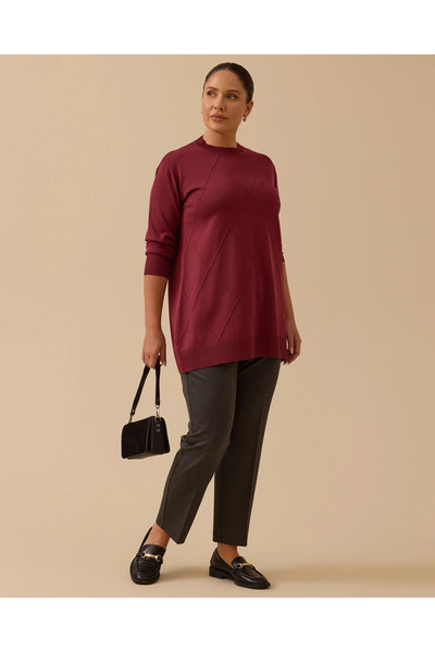 Gala-Xi Büyük Beden Desenli Basic Triko Tunik