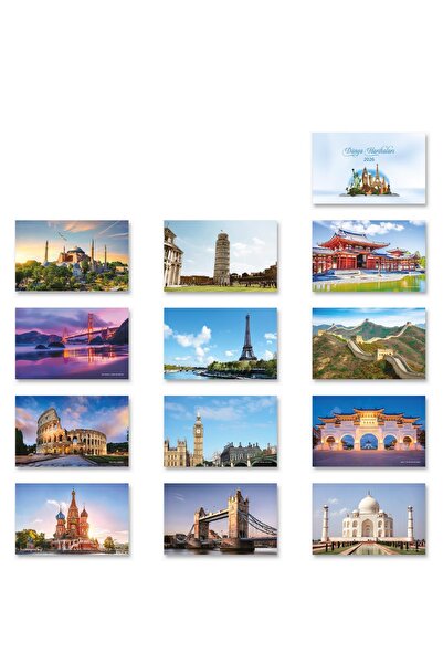 StickerArt 2026 Dünya Harikaları Piramit Masa Takvimi Masaüstü Takvim 21x17 cm