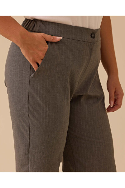 Gala-Xi Plus Size Striped Pattern Classic Trousers