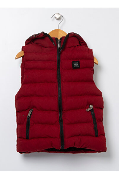 Lee Cooper Claret Red Boy's Hooded Sleeveless Regular Fit Plain Vest 231 Lcb 235001 Caspian Claret Red