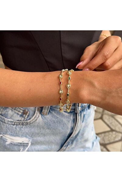 neslyaccessories VIP Seri Fuşya Taşlı Kadın Bileklik