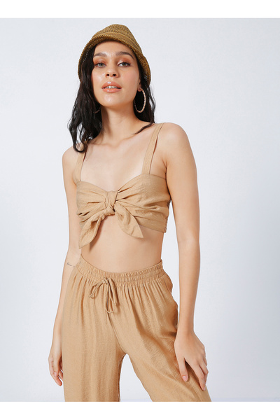 Fabrika Tek Omuz Yaka Bej Kadın Bluz MRV-111