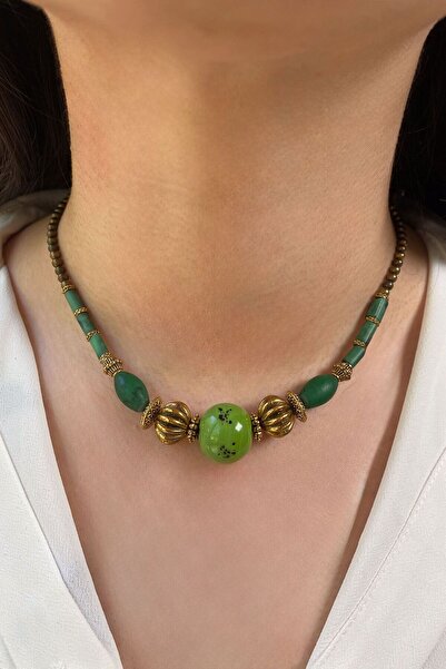 lumosart El Yapımı Bohem Yeşil Kolye