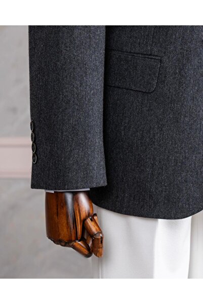 TerziAdemAltun Синій італійський стиль Slim Fit Mono Yaka чоловічий однобортний піджак - T13509