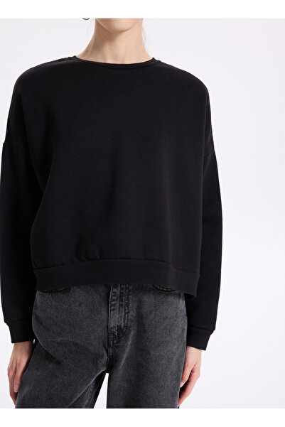 Fabrika Siyah Bisiklet Yaka Kadın Sweatshırt RAVELLO