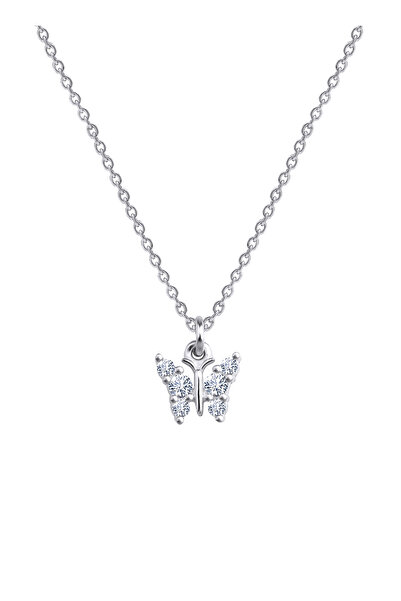 Gimora Gümüş Üzeri Rodyum Kaplama Taşlı Kelebek Kolye