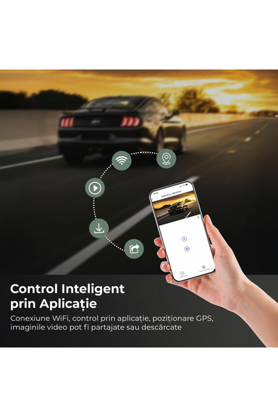 OEM Camera Auto DVR TECHNOVICI 4K Ultra HD cu WiFi, Dual Lens, Monitorizare Parcare 24H, G-Sensor, WDR