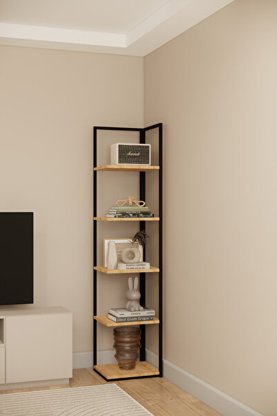 Phobia 5 Raflı Dekoratif Metal Köşe Kitaplık Raf 244