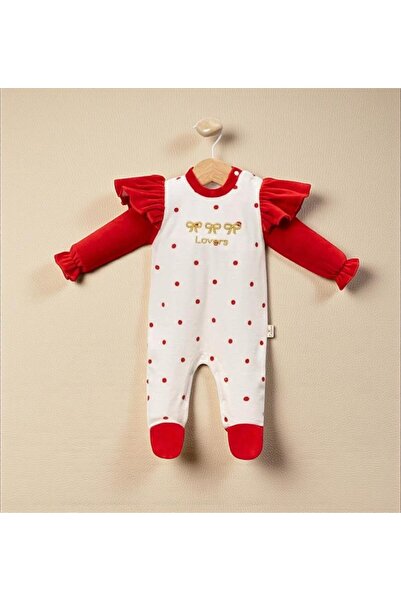 ALTINTAŞ BABY Lovers Silvery Embroidered Velvet Jumpsuit